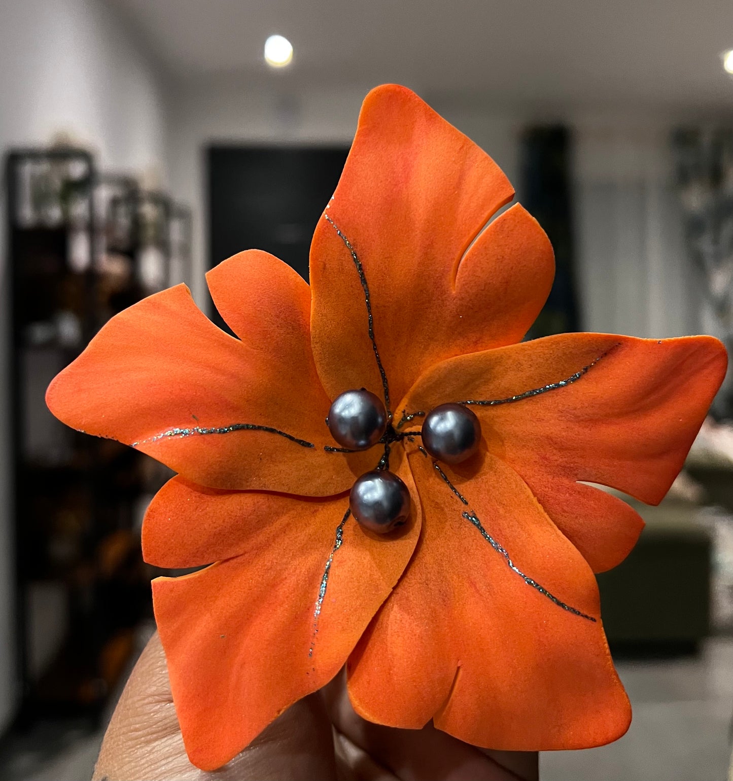 Hibiscus dégradé à 3 perles