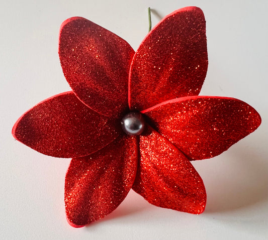 Fleur paillettée rouge