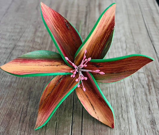 Fleur  peinte à la main – Accessoire cheveux avec dégradé artisanal